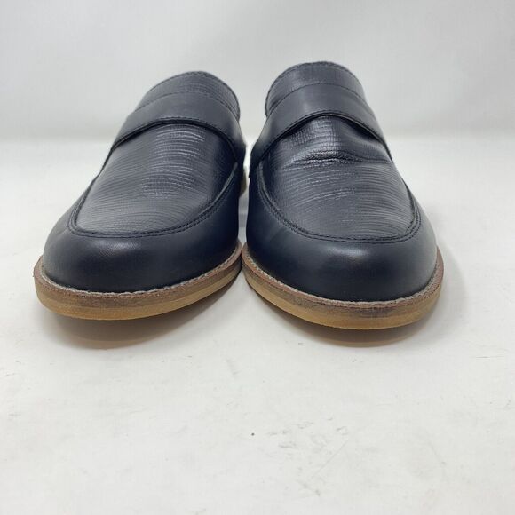 Taos Women's Size 9 Royal Black Snake Embossed Leather Slip On Mules Flats - Picture 4 of 12